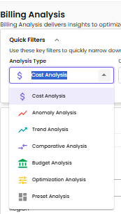 Analysis Type dropdown