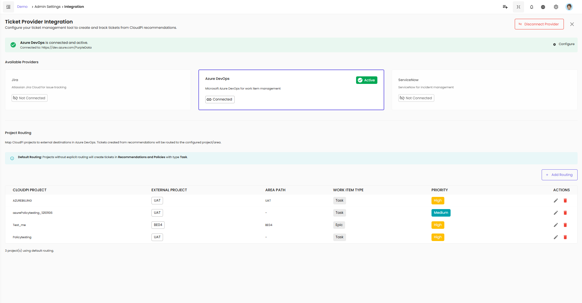 Ticket Providers Card
