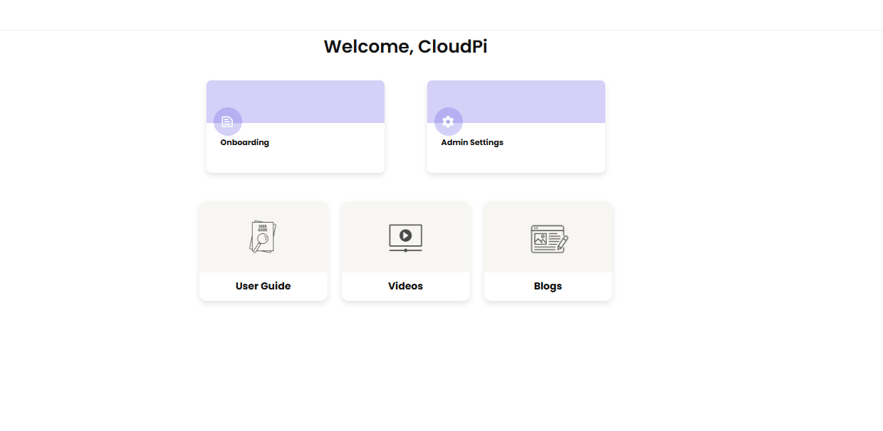 Landing page as CloudPi Administrator