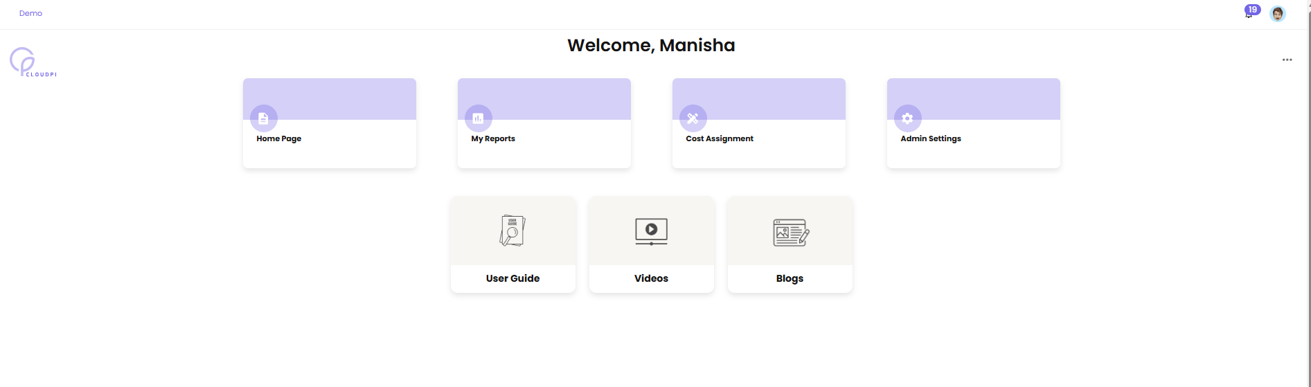 Landing page as Project Administrator
