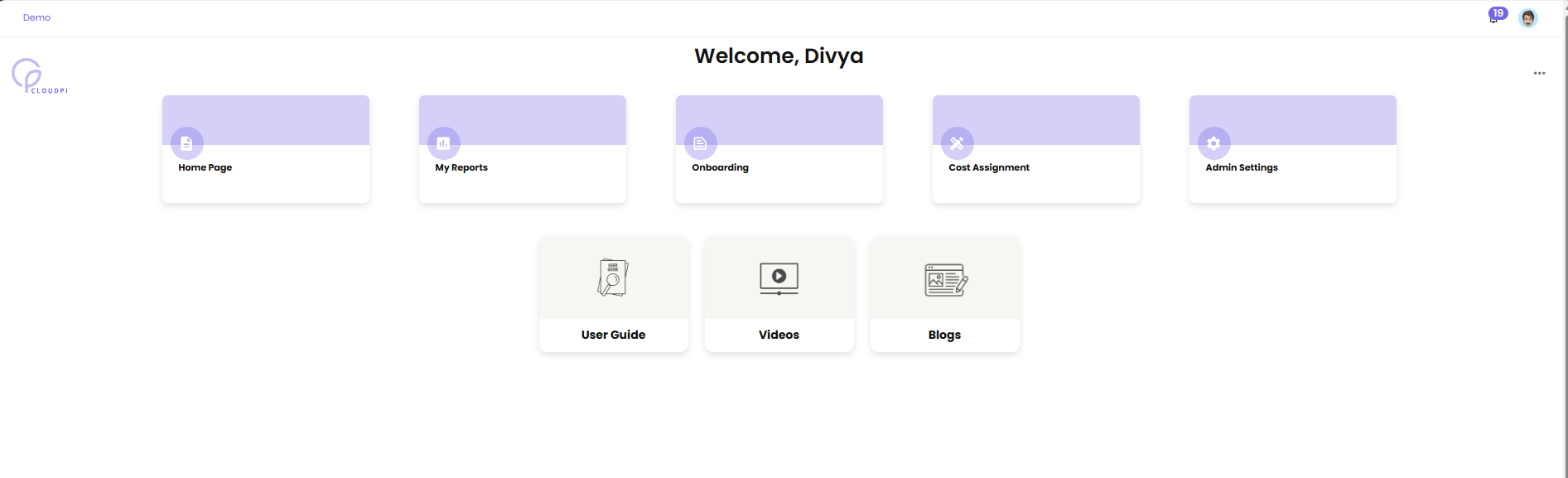 Landing page as Workspace Administrator