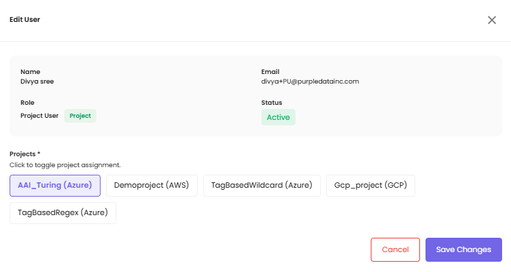 Edit user permissions form