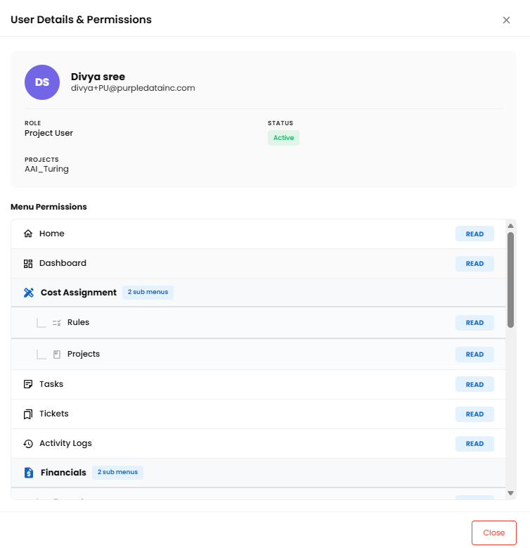 View user permissions