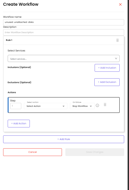 Create Workflow drawer